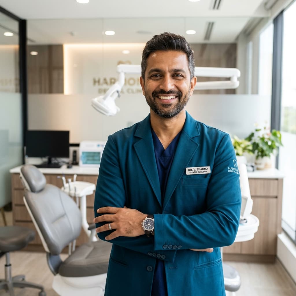 Dr. Vikram Sharma, Senior Dental Surgeon and Implantologist at Sai Dental Clinic (Demo Placeholder)